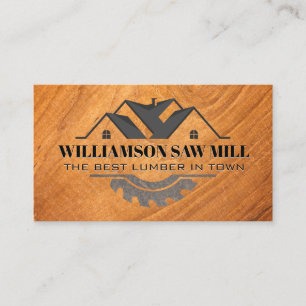 House Saw Logo Wood Grain Cut Business Card
