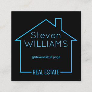 House shape inspired by neon line square business card