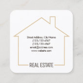 House shape tan frame square business card (Back)