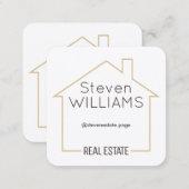 House shape tan frame square business card (Front/Back)