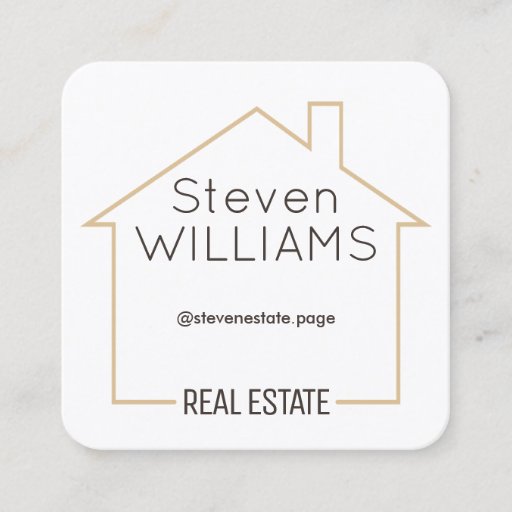 Customizable House shape tan frame square business card