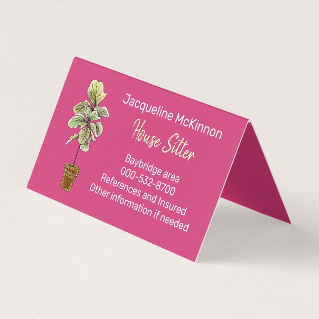 House Sitter Potted Fiddleleaf Fig Standing Business Card (Front)
