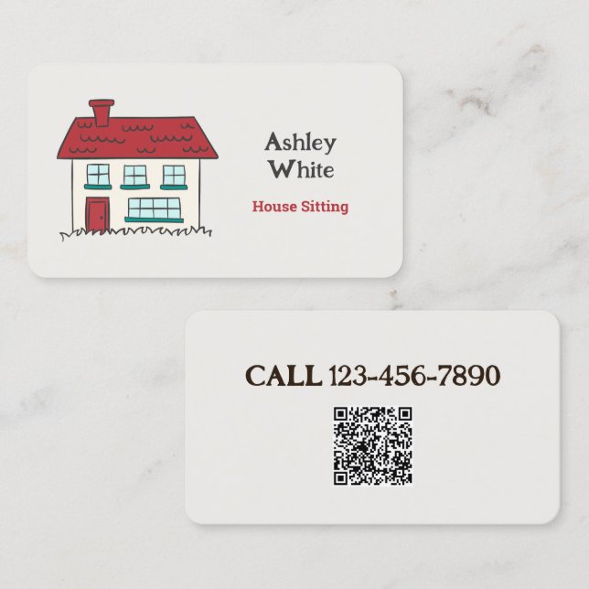 House Sitting Custom QR Business Card (Front/Back)