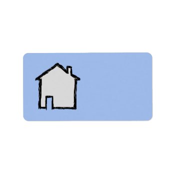 House Sketch. Black And Blue. Label by Graphics_By_Metarla at Zazzle