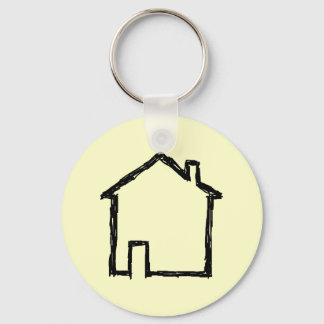 House Sketch. Black and Cream. Keychain