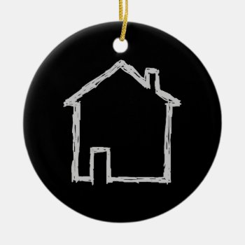 House Sketch. Gray And Black. Ceramic Ornament by Graphics_By_Metarla at Zazzle