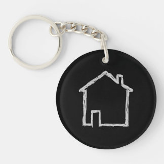House Sketch. Gray and Black. Keychain