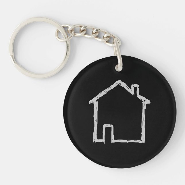 House Sketch. Gray and Black. Keychain (Front)