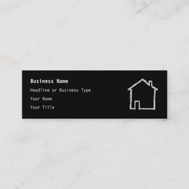 House Sketch. Gray and Black. Mini Business Card (Front)