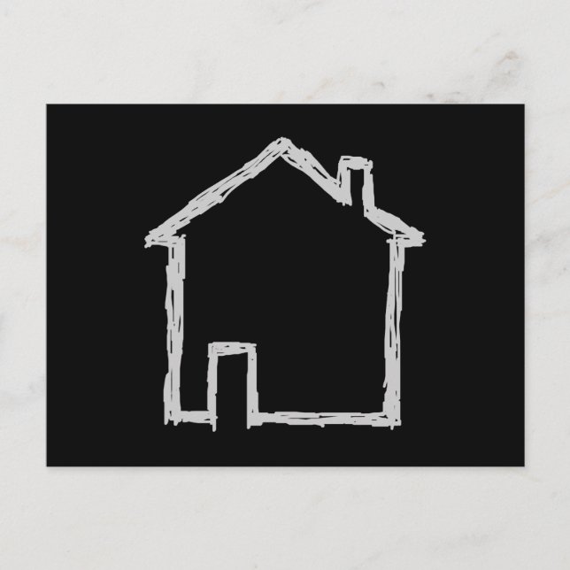 House Sketch. Gray and Black. Postcard (Front)