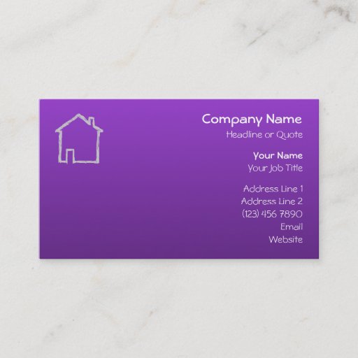 Customizable House Sketch. Gray and Purple. Business Cards
