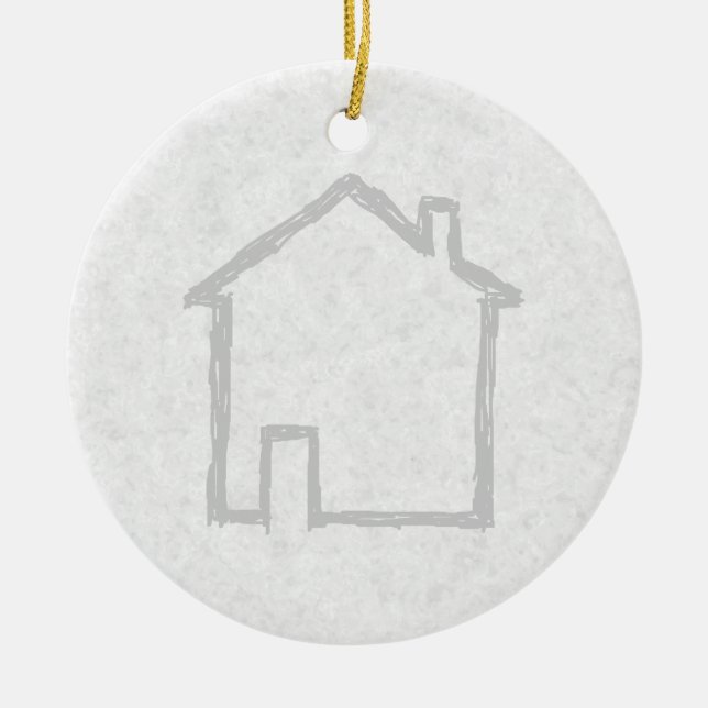 House Sketch. Gray. Ceramic Ornament (Front)