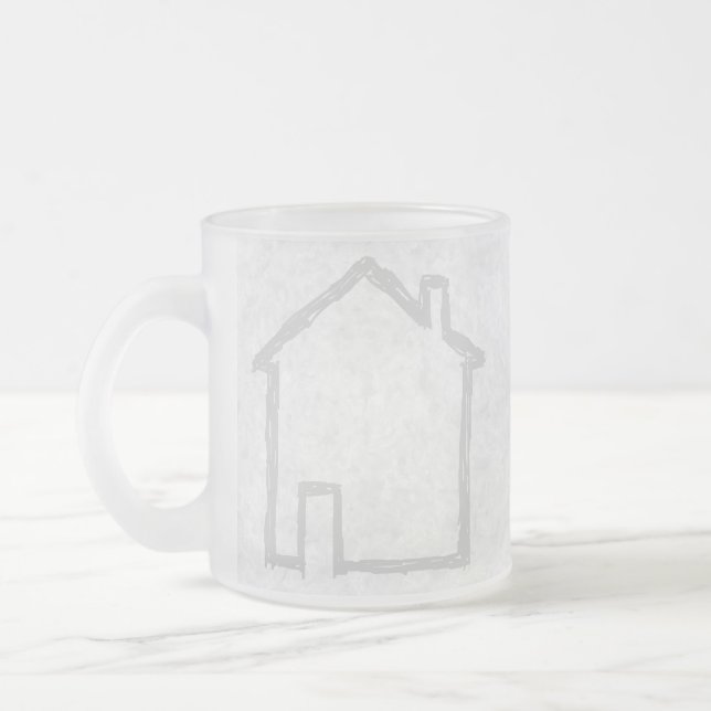 House Sketch. Gray. Frosted Glass Coffee Mug (Left)