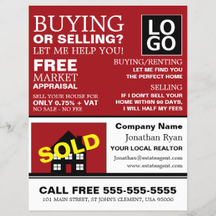 House Sold, Realtor, Estate Agent Advertising Flyer