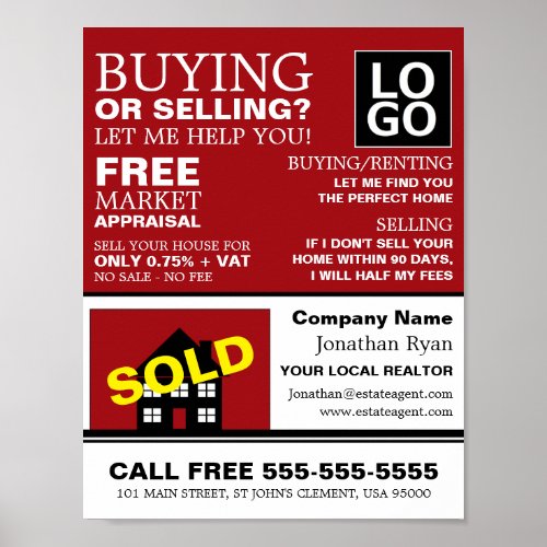 House Sold Realtor Estate Agent Advertising Poster