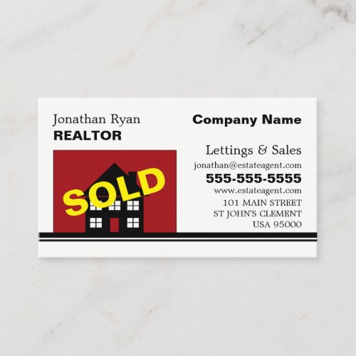 House Sold Realtor Estate Agent Business Card