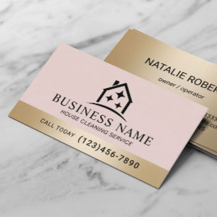 House Sparkles Logo Blush Pink Cleaning Service  Business Card
