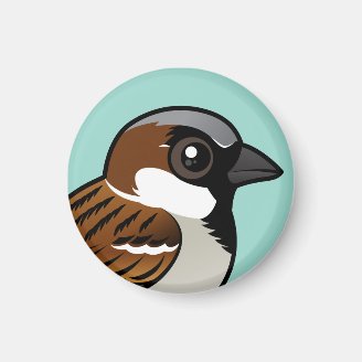 House Sparrow Round Magnet