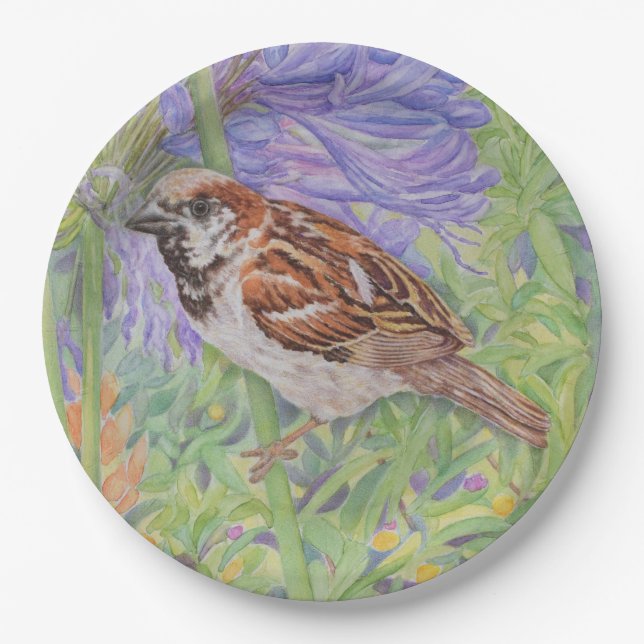 House Sparrow Paper Plates (Front)