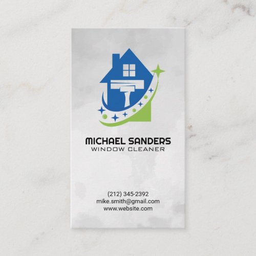 House Squeegee Logo  Cleaning Services Business Card