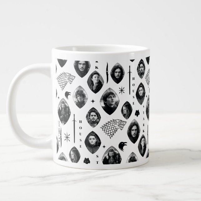 House Stark Icons & Portraits Pattern Giant Coffee Mug (Left)