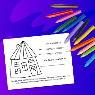 House Teach Emergency Info for Kids Activity Card