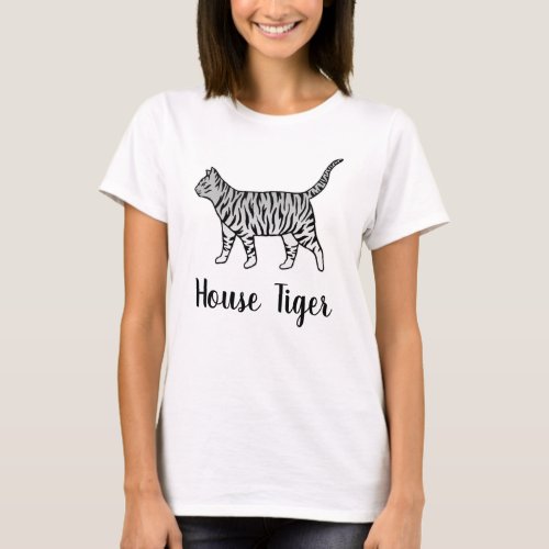 House Tiger Funny Gray Cat Lady T_Shirt