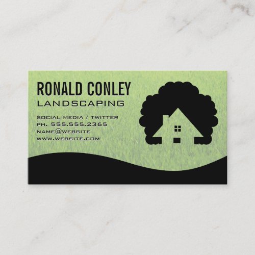 House Tree Logo  Grass Background Business Card