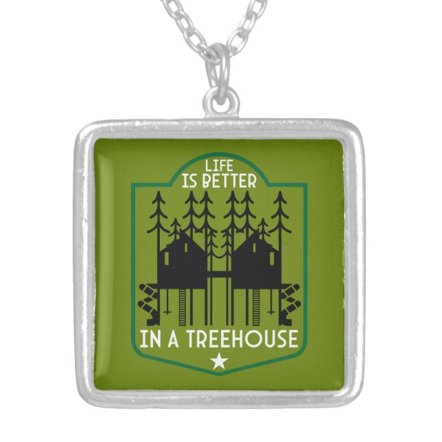 House Treehouse Silver Plated Necklace (Front)