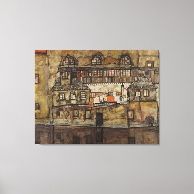 House Wall on River by Egon Schiele Canvas Print (Front)