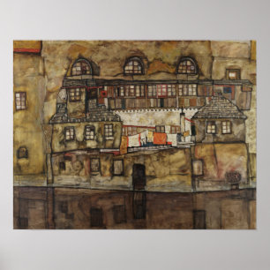 House Wall on River by Egon Schiele Poster