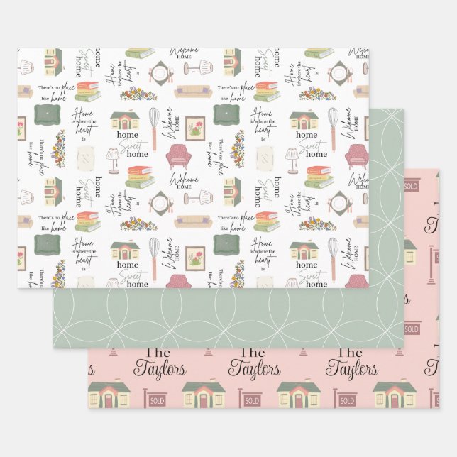 House Warming house items wrapping paper sheets (Set)