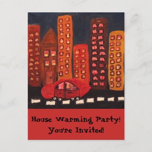 House Warming Party Original Art Design Postcard