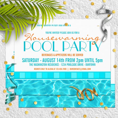 House Warming Pool Party Invitations