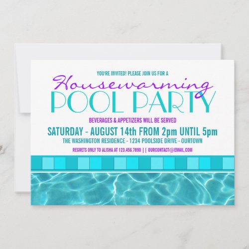 House Warming Pool Party Invitations