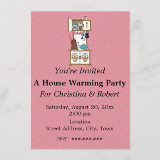 House Warming Retro White Stove Vintage Utensils Invitation