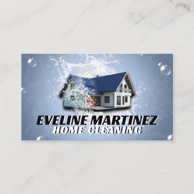 House water splash cleaning service Business Card (Front)