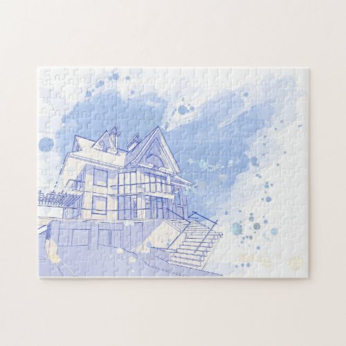 house watercolor draw jigsaw puzzle
