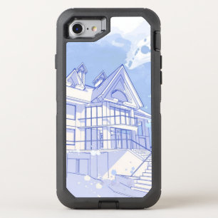 house: watercolor draw OtterBox defender iPhone SE/8/7 case
