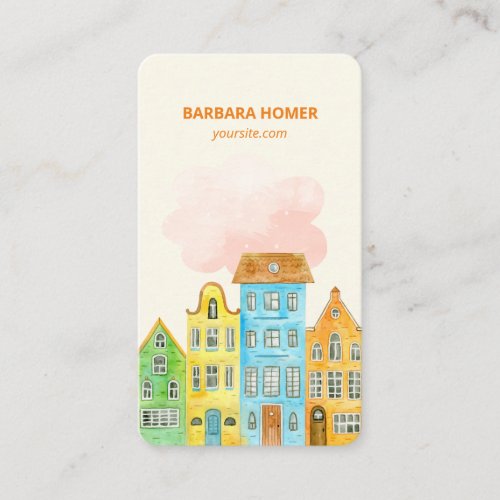 House Watercolor Real Estate Agent  Business Card
