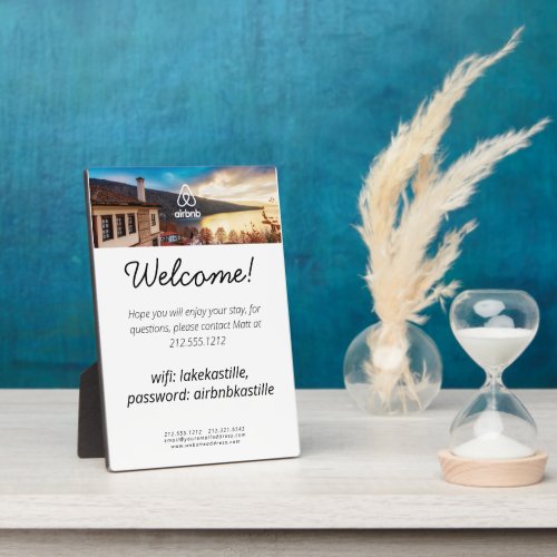 House welcome picture and logo Airbnb wifi Plaque