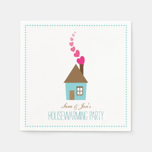 House with Hearts Housewarming Party Personalized Napkins