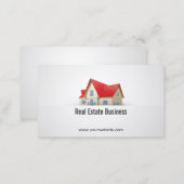 House with Red Roof Real Estate Business Card (Front/Back)