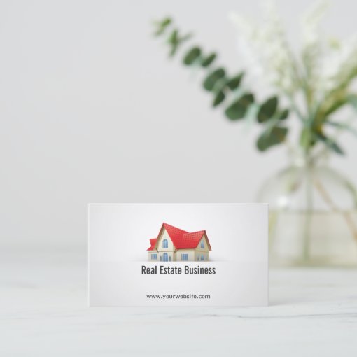 House with Red Roof Real Estate Business Card Zazzle