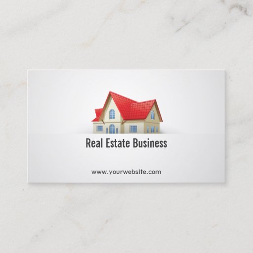 Customizable House with Red Roof Real Estate Business Card