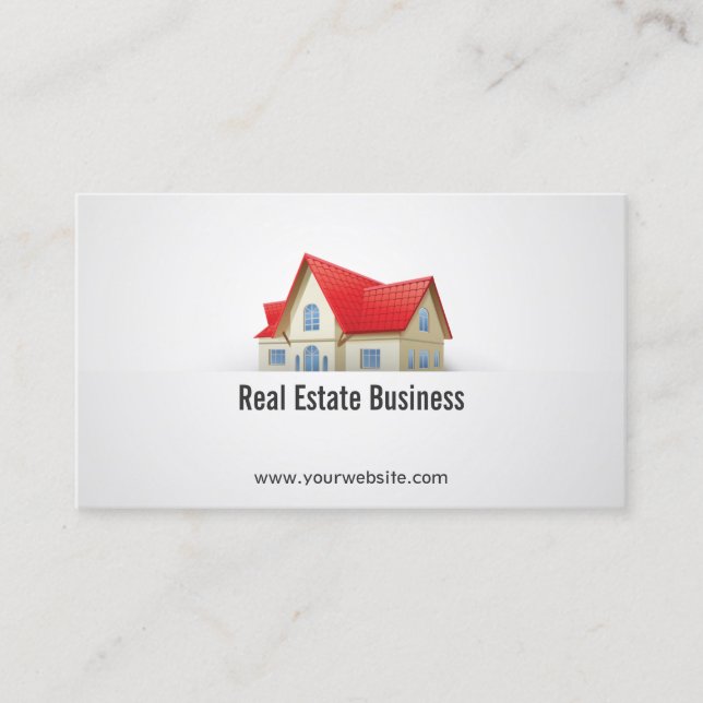 House with Red Roof Real Estate Business Card (Front)