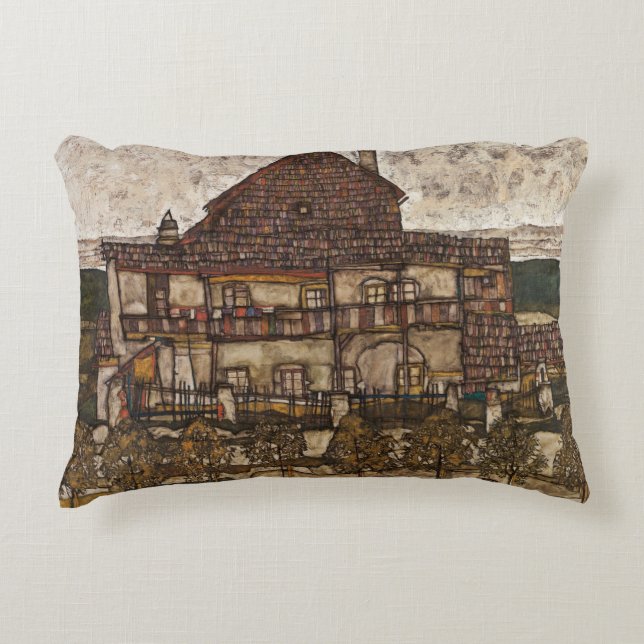 House with Shingle Roof by Egon Schiele Accent Pillow (Front)
