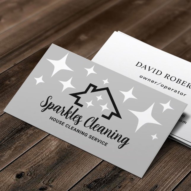 House with Sparkles Professional Cleaning Service  Business Card (Creator Uploaded)