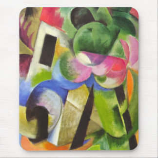 House with Trees by Franz Marc, Vintage Fine Art Mouse Pad