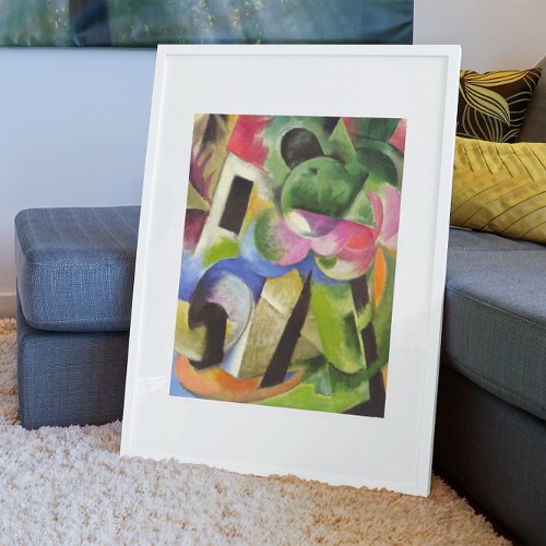 House with Trees by Franz Marc Vintage Fine Art Poster